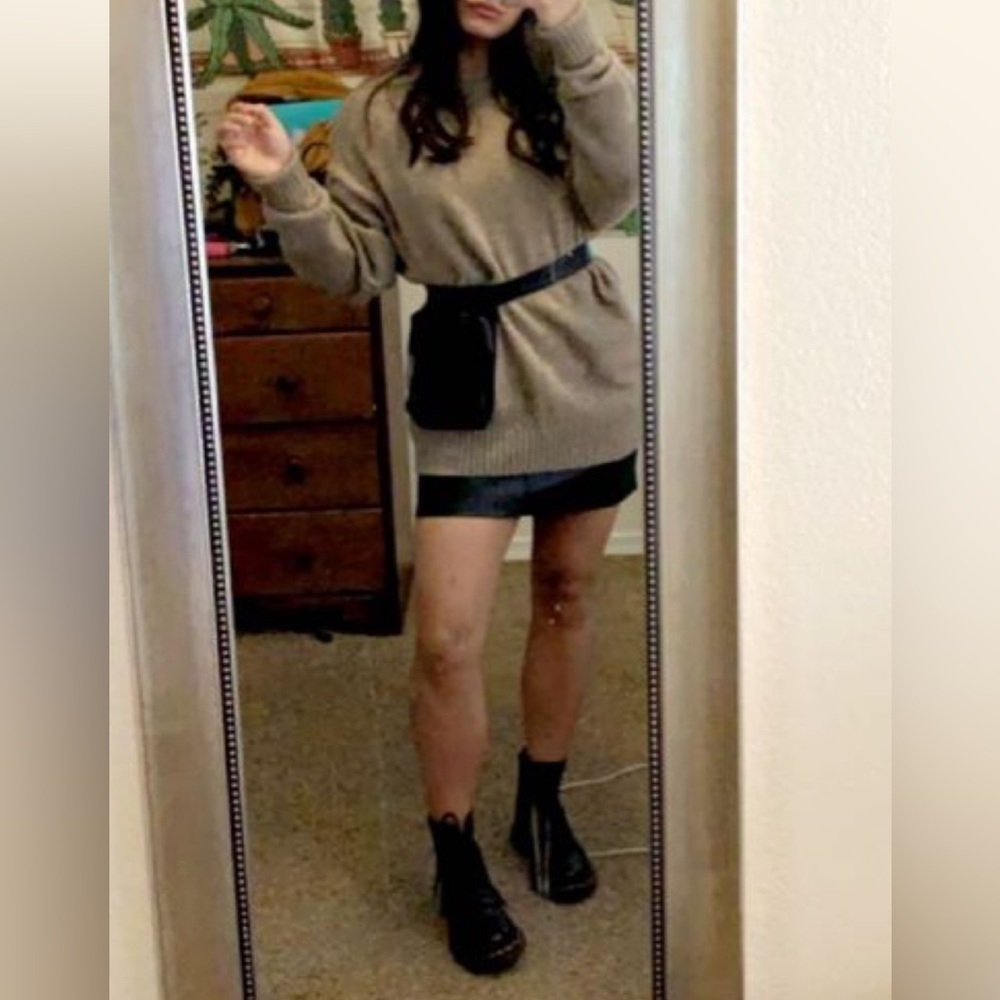 Petite small leather skirt